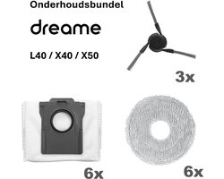Dreame L40 / X40 / X50 Onderhoudsbundel 3x Zijborstel 6x Dweilpad 6x Stofzuigerzak