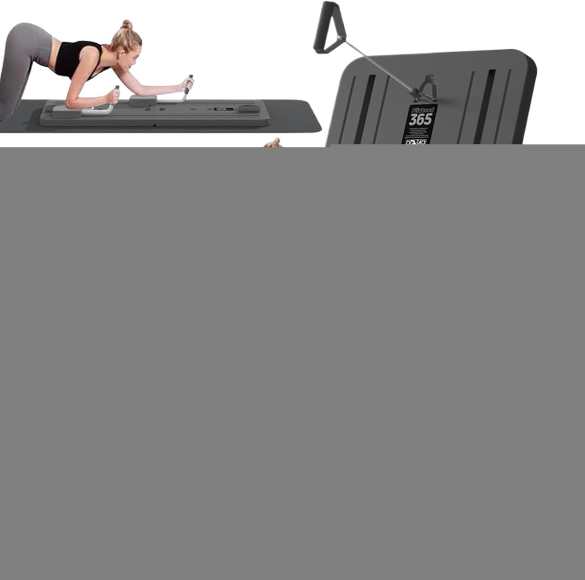 Pilates Trainingsbord - Buikwiel Set - Thuis Fitness - Multifunctioneel Ontwerp - 106x41cm - Zwart Grijs