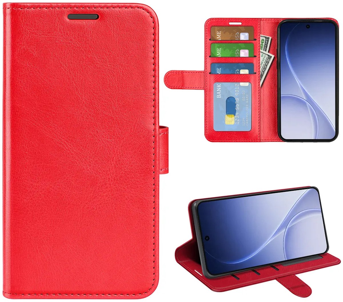 MobyDefend Hoesje - Geschikt voor Oppo Reno15 - Wallet Book Case (Sluiting Achterkant) - Rood