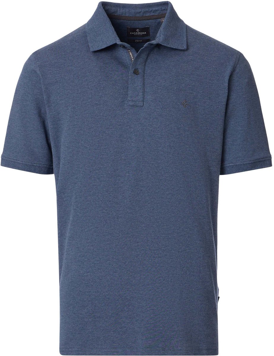 CASAMODA Polo Stretch Melange Donkerblauw (navy) - Maat L - Heren
