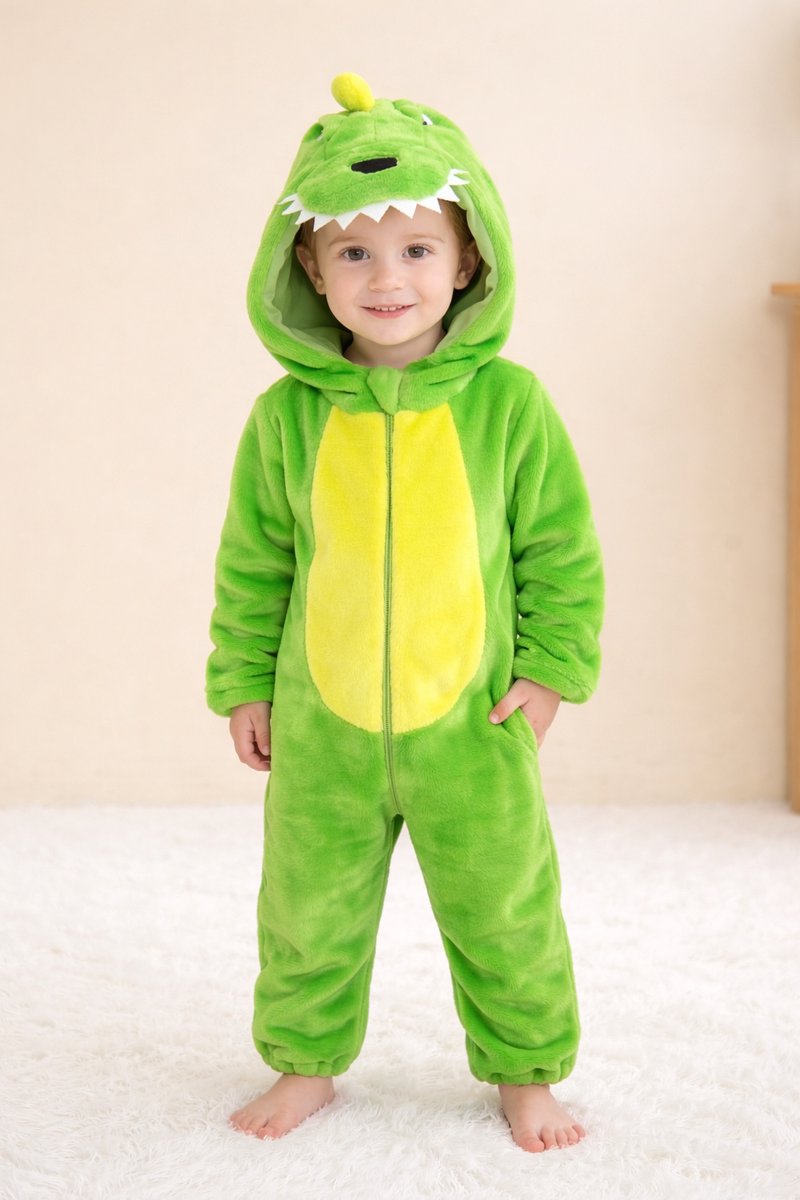 Onesie Dinosaurus | 2,5 - 4 jaar | 104 cm | Fleece | Warm | Carnaval | Kind | Verkleden | Jongens | Meisjes