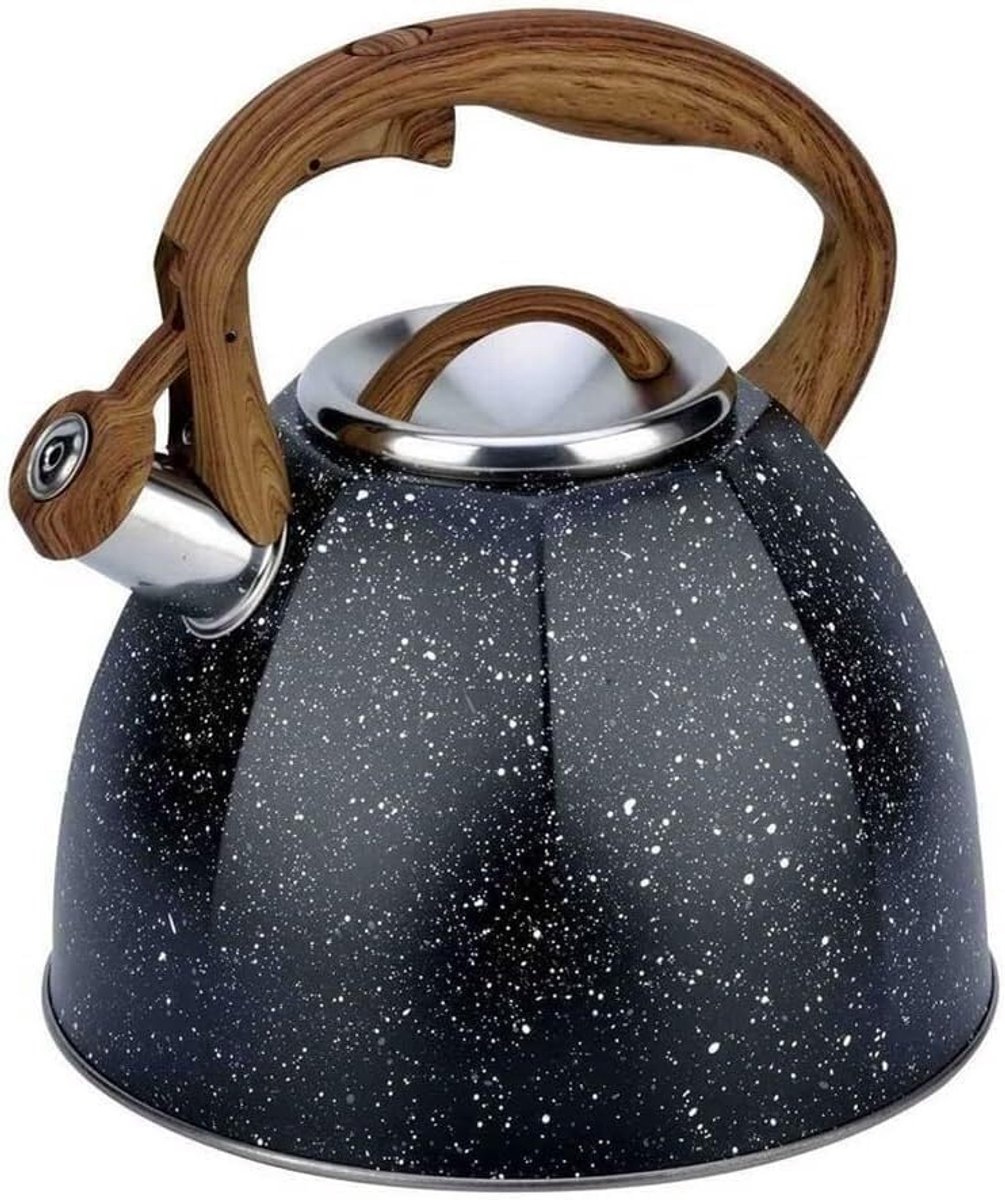 Fluitketel - Theepot Waterkoker - Snel Thee Zetten - Energiebesparend Verwarmen - 3 Liter Inhoud - Zwart
