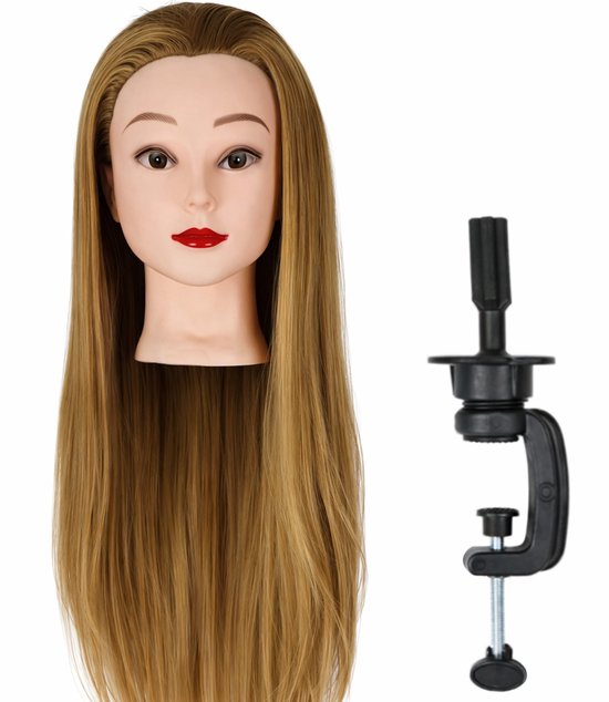 Oefenhoofd met statief - Blond - Kappershoofd - Kaphoofd - Kappop - ook voor kinderen - 65-70CM