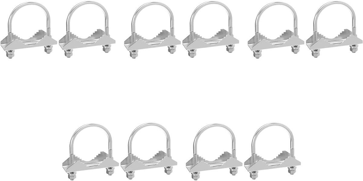 Antenne Mount Klemmen - Mast Beugels - Buiten Installatie - Set van Tien - 13x3x10cm - Zilver