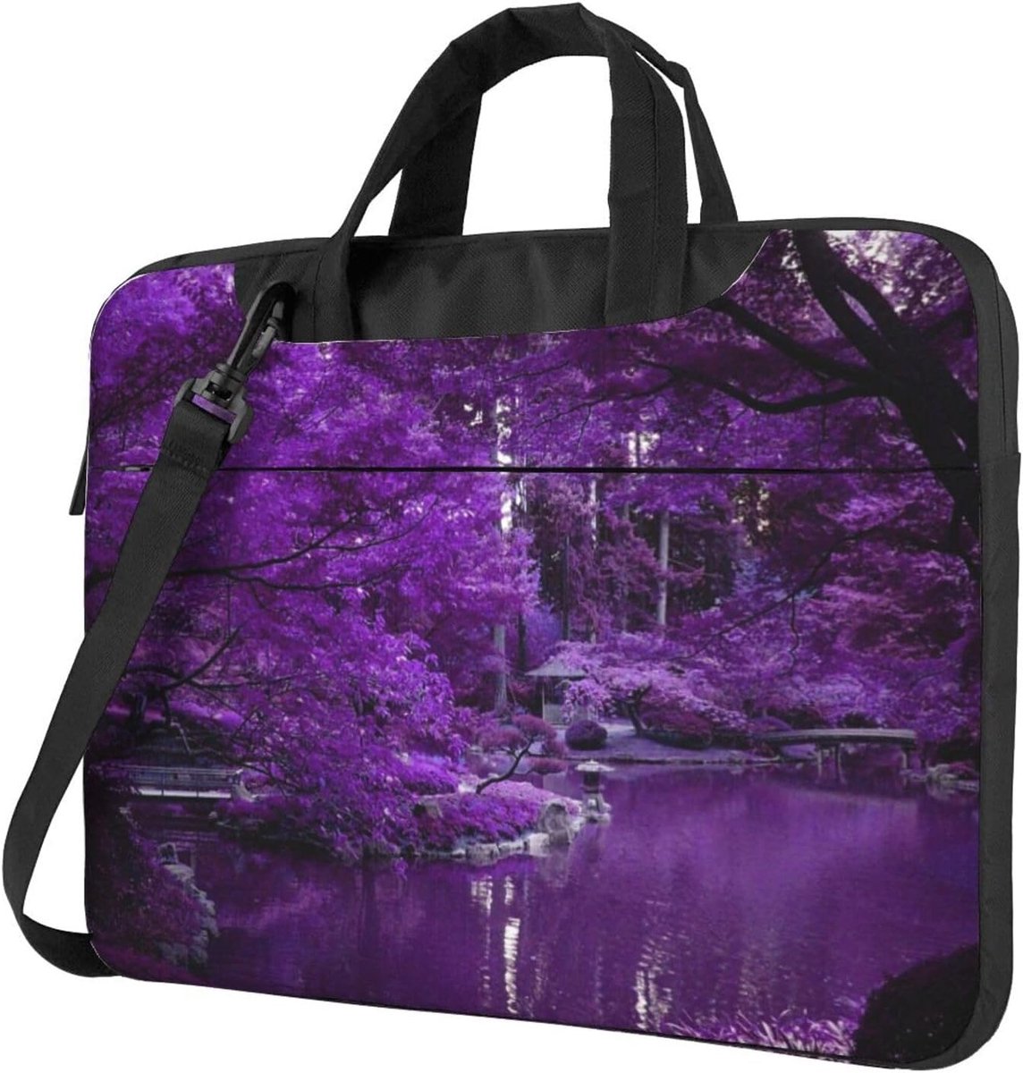 Laptoptas Schoudertas - Laptophoes Beschermhoes - Veilig Transport - Waterdicht Ontwerp - 35x25cm - Paarse Wereld