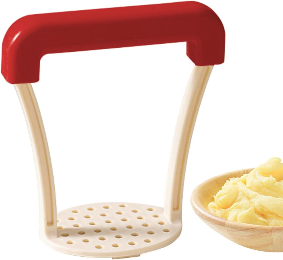 Aardappelstamper - Keukenstamper - Zacht Stampen - Antislip Handgreep - 13cm Handvat - Rood