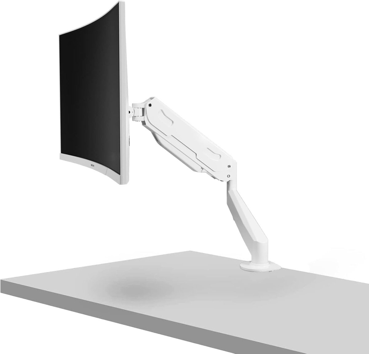 Monitorarm Gasveer - Scherm Beugel - Ergonomische Werkplek - Traploos Verstelbaar - 13-27 Inch - Wit