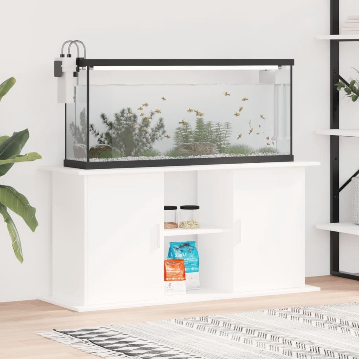 Aquarium standaard - Aquariumkast meubel - Thuis aquarium - Met opbergruimte - 121 x 41 x 58 cm - Wit