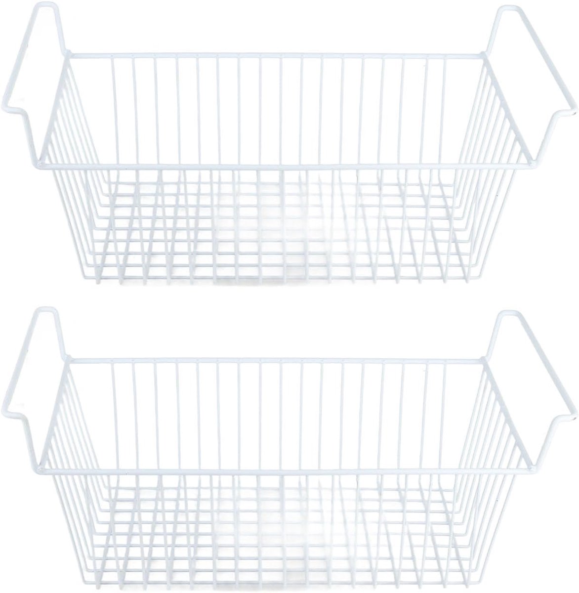 Vriezer Organizer - Opbergmand Staaldraad - Efficiënte Keuken - Grote Capaciteit Handvat - L565 B252 H24