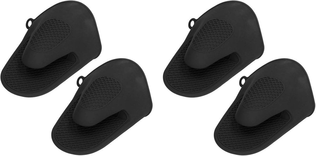 Ovenwanten Set - Keuken Grippers - Veilig Koken - Verdikt Siliconen - Mini Maat - Zwart