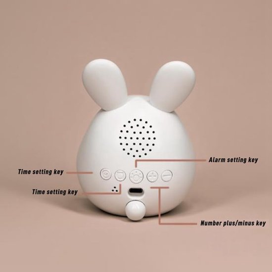 Kinderwekker Nachtlampje - Digitale Klok - Wakker Worden - Traploos Dimbaar - 10 x 7 x 7 cm - Roze — afbeelding 4