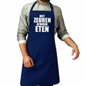 Keukenschort - BBQ - Niet zeuren gewoon eten - volwassenen - blauw - cadeau - Vaderdag