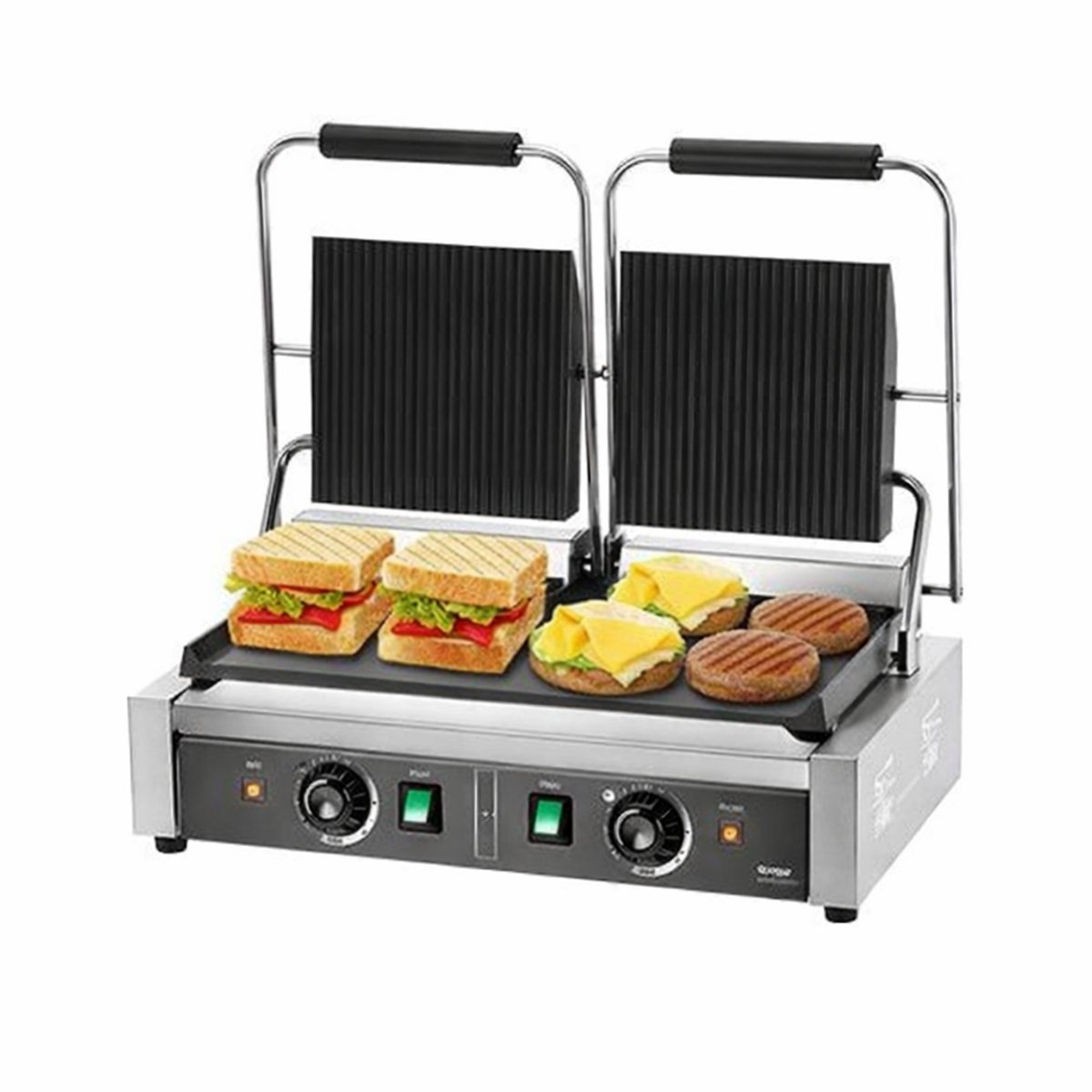 Jurrys Dubbele Tosti-ijzer 3600W – Panini Grill & Sandwichmaker – Temperatuurregeling – Voor Tosti, Steak, Bacon & Hamburgers