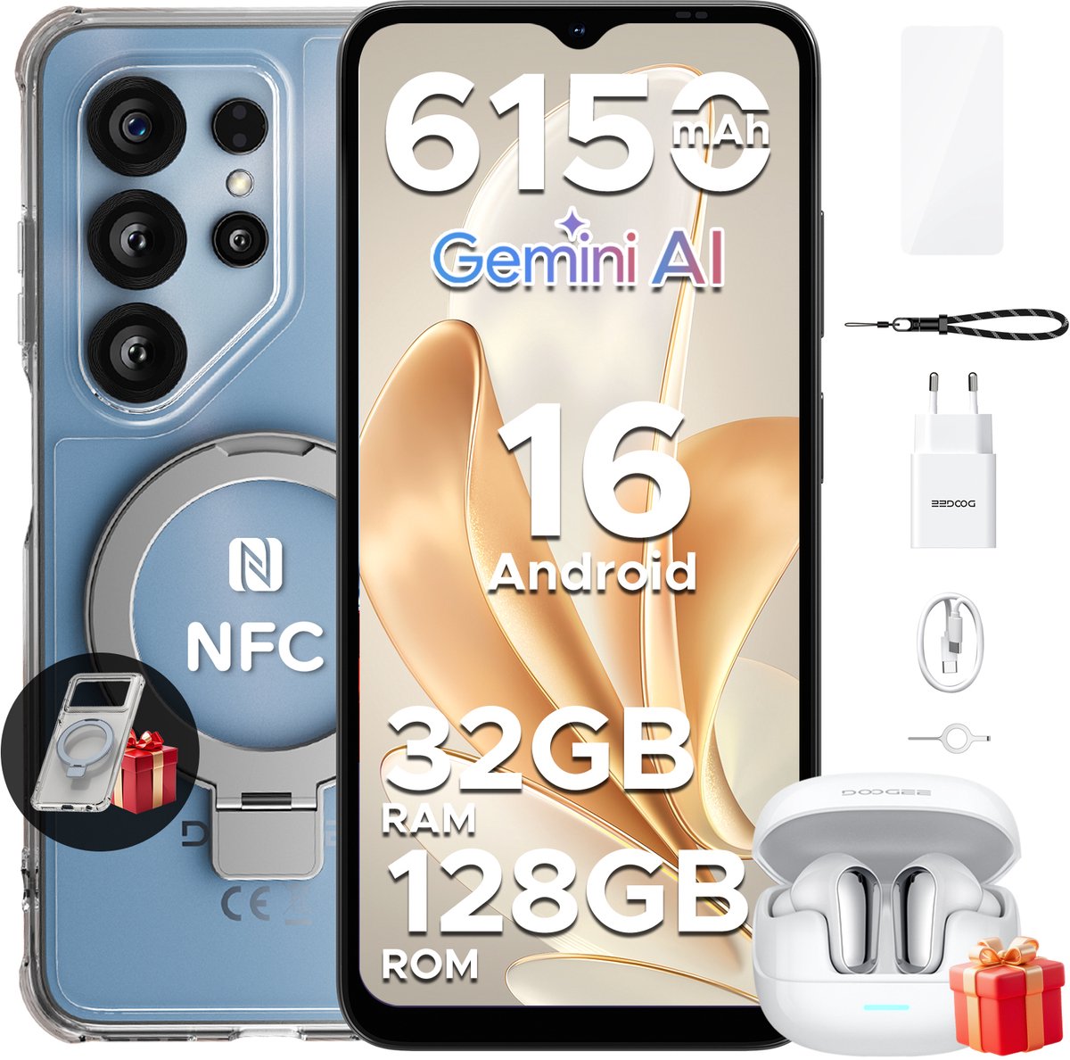 DOOGEE NOTE 56 X PRO VIP- Smartphone - Android 16- UNISOC T7225- 32GB RAM + 128GB ROM / 2TB TF - 6150mAh - 6,56 inch HD+ - 13MP + 8MP - NFC - Face ID - Gemini AI - Widevine L1- GPS