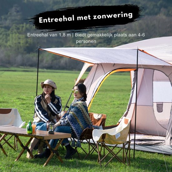Damenzo - Kampeertent - Tent - Kamperen - Grote gezinnen - Outdoor - 2 Slaapkamers - Woonkamer - Wit van Merkloos — afbeelding 5