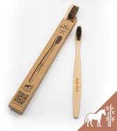 100% PLASTIC-VRIJE tandenborstel - natuurlijk en biologisch-afbreekbaar - paardenhaar & bamboe