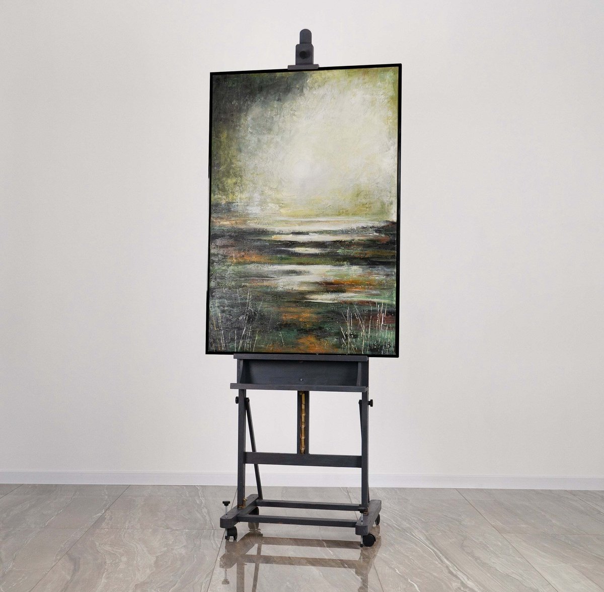 Canvas schilderij 140x100 cm handgeschilderd echo van de natuur rustgevend – YS-Art Gallery – Rustgevende wanddecoratie voor woonkamer – Modern schilderij voor slaapkamer