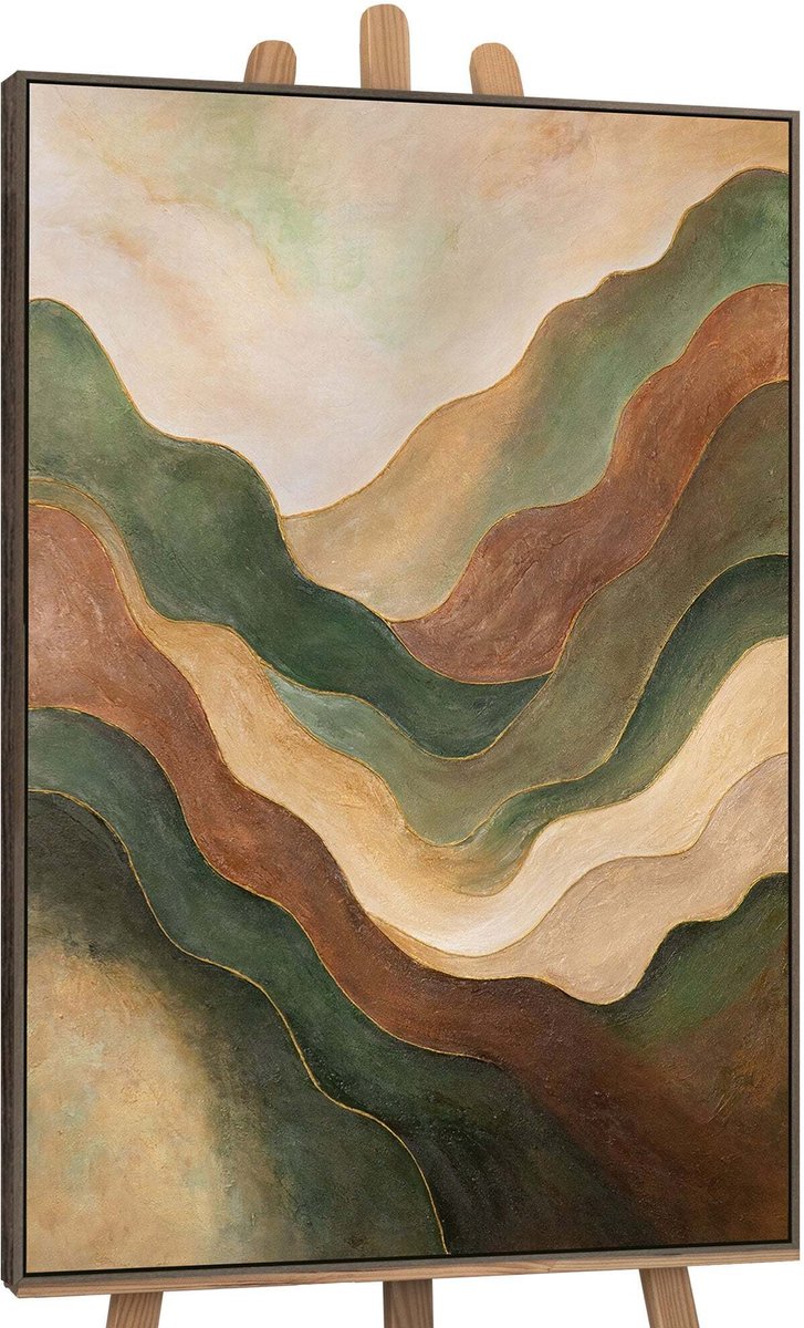 YS Canvas schilderij handgeschilderd dance of the hills abstract – YS-Art Gallery – Luxe wanddecoratie voor woonkamer – Modern schilderij voor slaapkamer en hal Grey