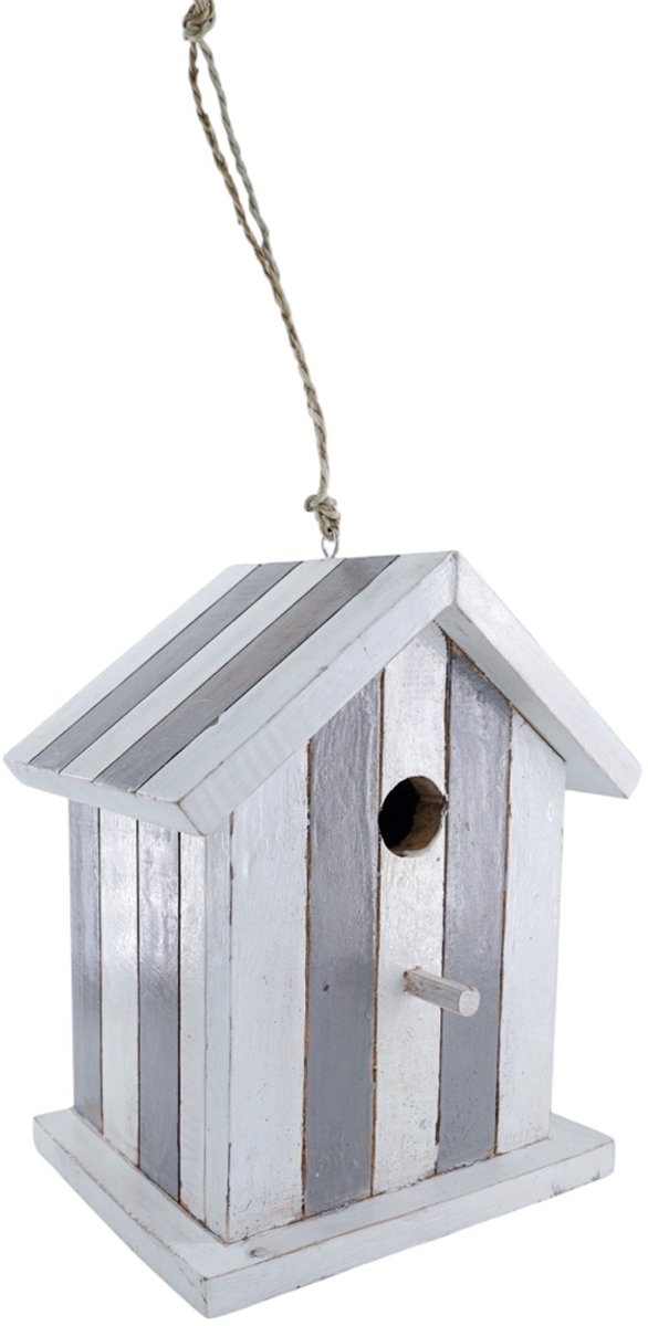 Vogelhuis Ada XL wit/grijs gestreept