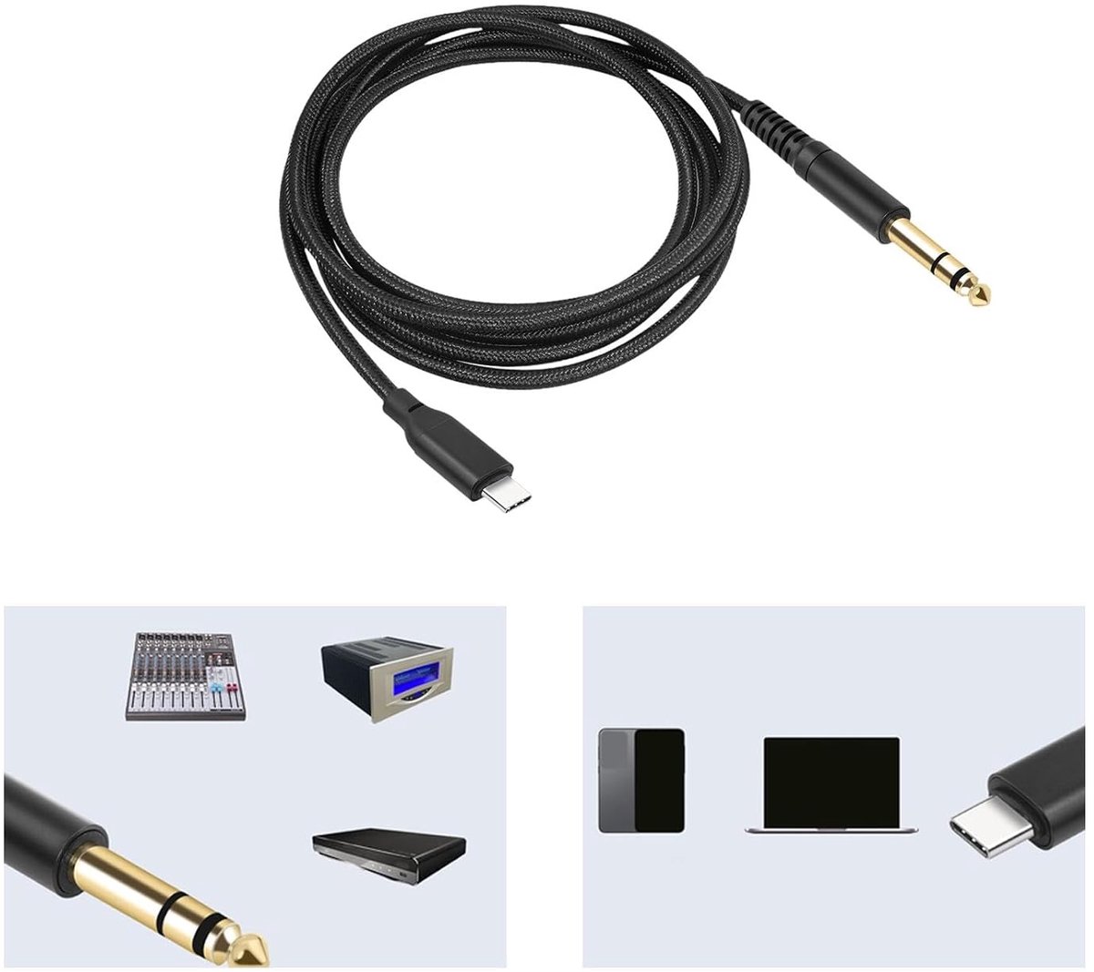 Instrument Kabel - Audio Kabel - Gitaar Verbinding - Dubbele Afscherming - 100 cm