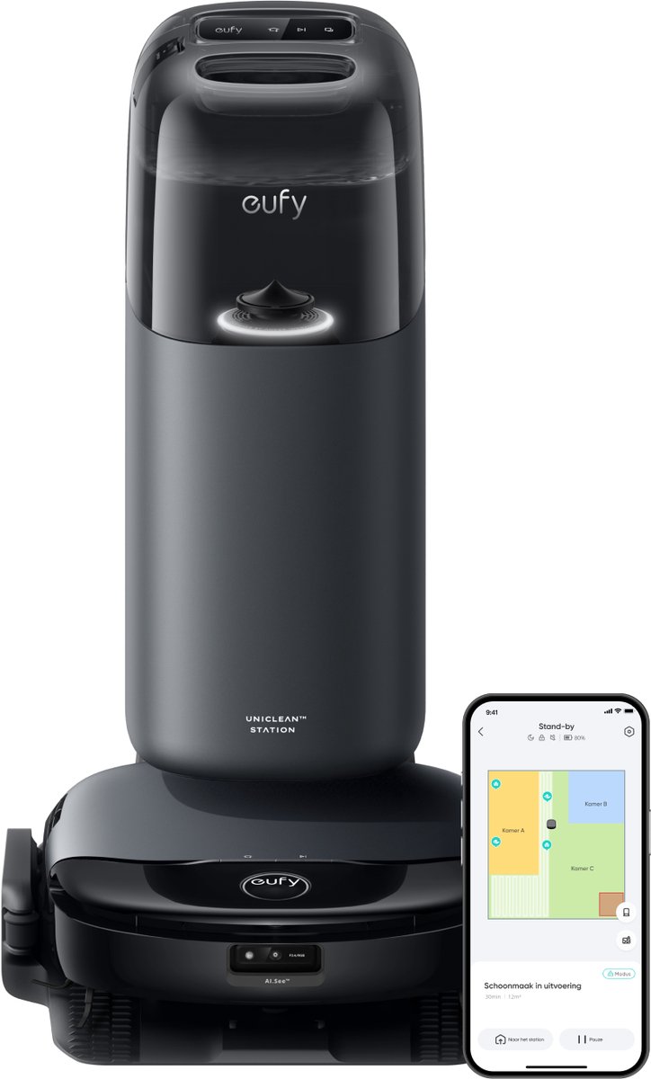 eufy Clean S1 HydroJet Robot Stofzuiger Zwart