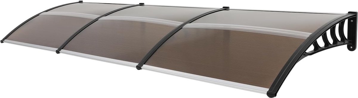 Deur Luifel - Overkapping Huisdeur - Bescherming Buiten - Afgeronde Randen - 90 x 300 cm - Transparant Bruin Zwart