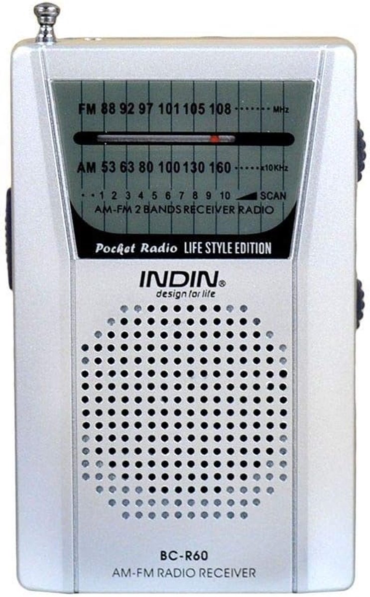 Draagbare Radio - Ontvanger Speaker - Luister Muziek - Telescopische Antenne - 6 x 9.5 cm - Zilver