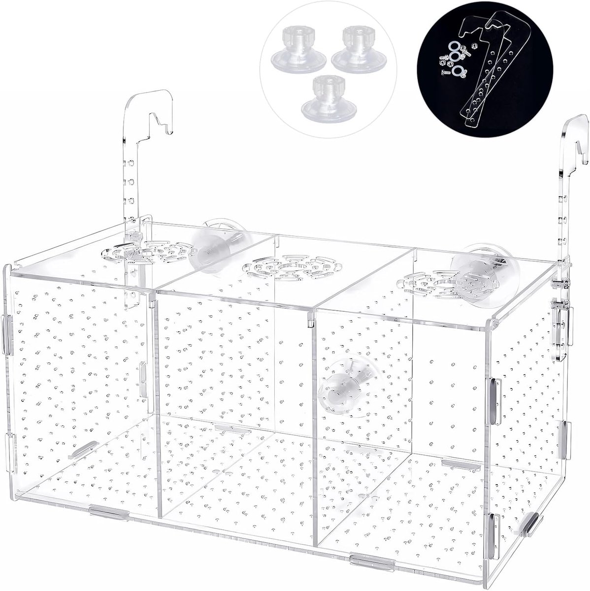 Vis Kweekbox - Isolatiedoos Aquarium - Vissen Kweken Beschermen - Dubbelwandig Acryl - 30 x 15 x 15 cm - Transparant