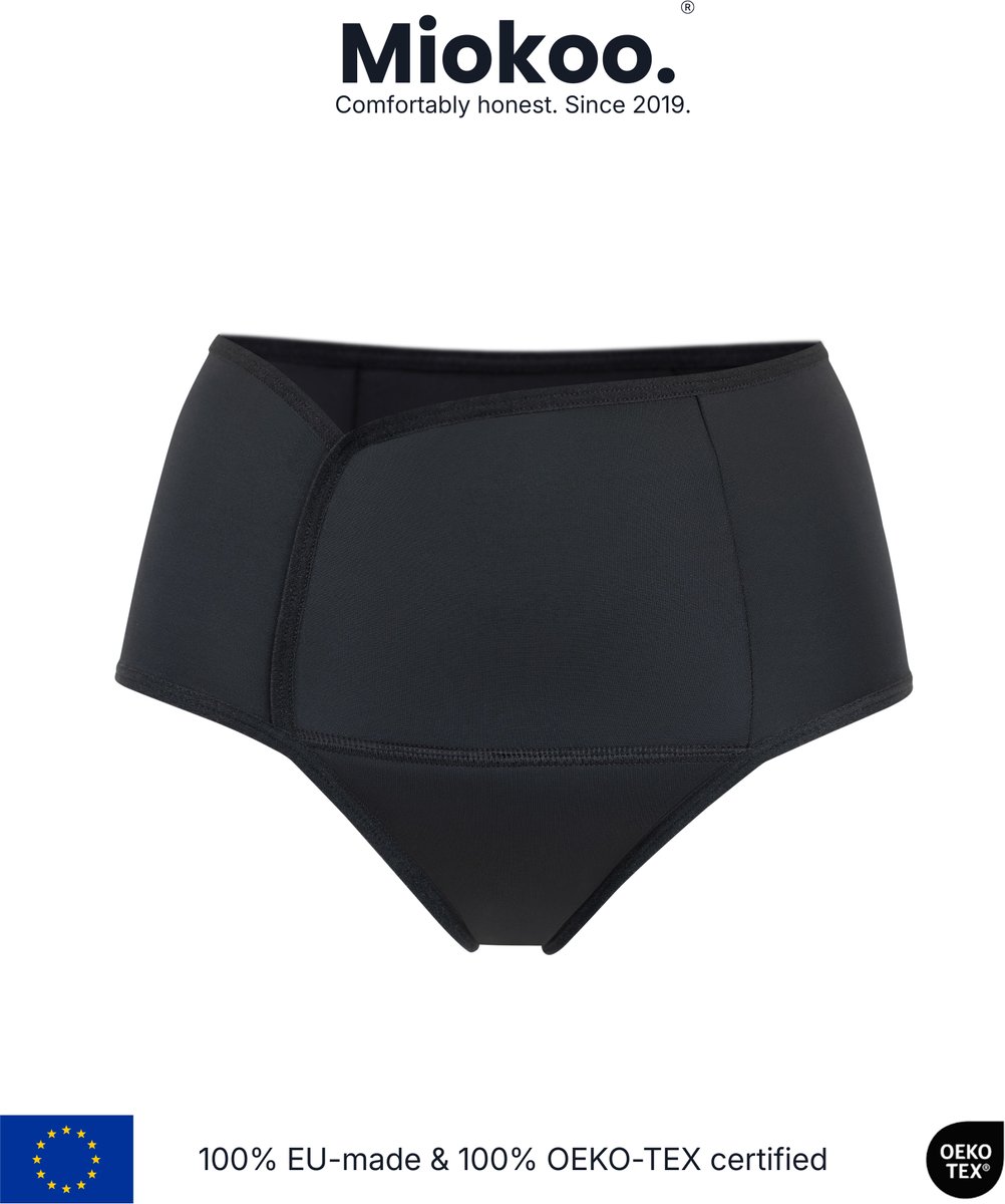 Miokoo® LUNA hoge taille Elegant Zwart – Tijdloos Comfort & Blijvende Kwaliteit – 100% EU-gemaakt - Oeko-Tex® Gecertificeerd (cert: 25.04.090) – XXS tot 3XL – sneldrogend, zacht als een 2e huid ook de elastieken