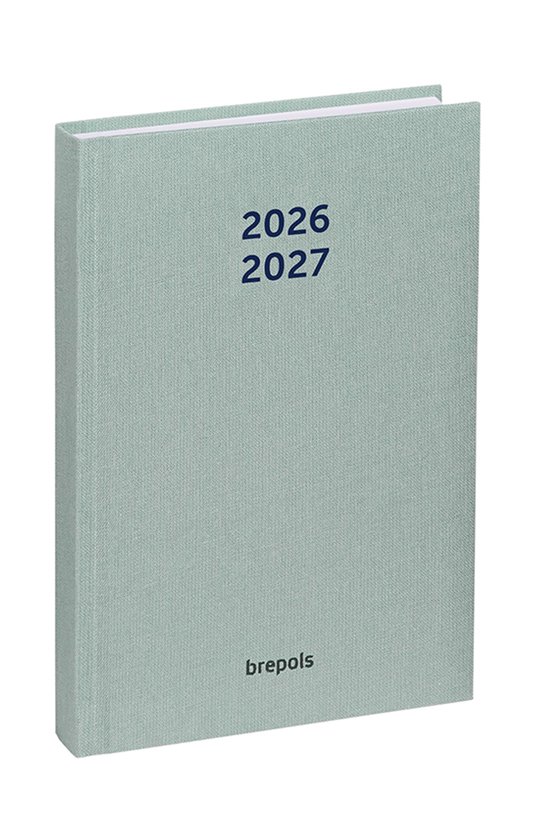 Brepols agenda 2026-2027 - Prevision NATURE - Schoolagenda - 1 week op 2 pagina's - Gekartonneerde omslag - Weekoverzicht - Groen - 17.1 x 22 cm