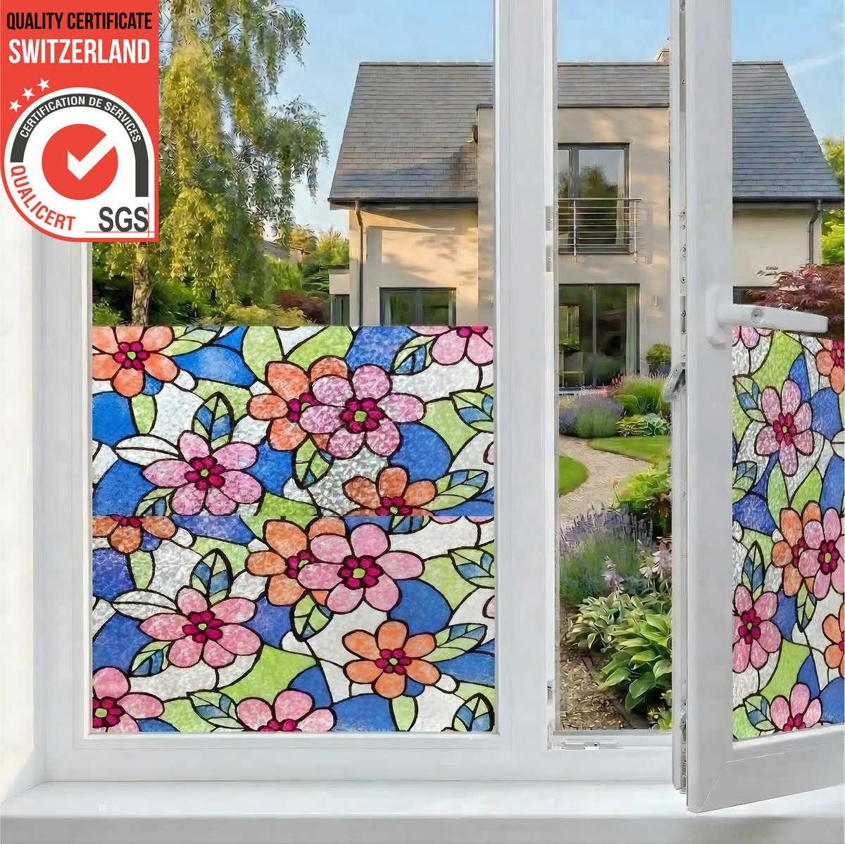 Homewell Raamfolie HR++(+) 60x200 -Isolerend & Zonwerend - Anti inkijk - Statisch - Bloemen