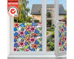 Homewell® Raamfolie HR++(+) 60x200 -Isolerend & Zonwerend - Anti inkijk - Statisch - Bloemen