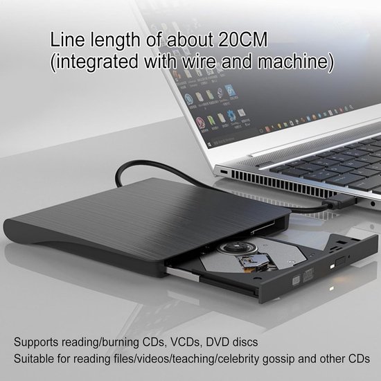 Externe Schijf - Draagbare Lezer - Film Kijken - Lezen Schrijven VCD - 14.5cm Breed - Zwart — afbeelding 2