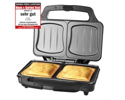 Emerio Tosti Apparaat XXL - 2 Tosti's - PFAS-vrij - 900W - Sandwich maker - RVS - Bakplaat - ST-109562.17 - Zwart