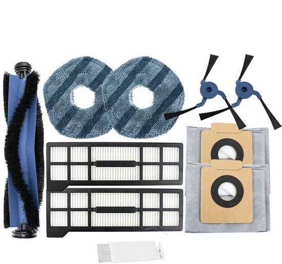 Accessoirekit - Accessoirekit geschikt voor Eufy X10 Pro Omni stofzuiger - Vervangingsset*1 rolborstel + 2 zijborstels + 2 filters + 2 dweildoeken + 2 stofzakken + 1 kleine witte borstel - 10 stuks
