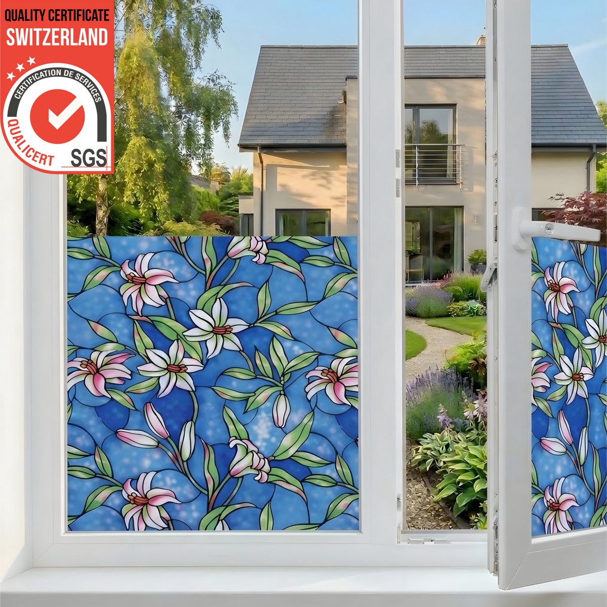 Homewell Raamfolie HR++ 45x300 - Isolerend & Zonwerend - Anti inkijk - Statisch - Bloemen-Orchidee