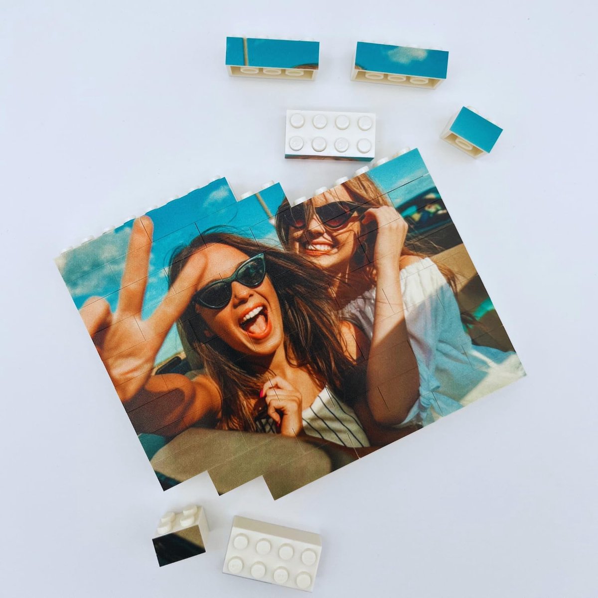 Gepersonaliseerd Puzzel - Blokken Met Foto - Uniek Cadeau - Compatibel Met Grote Merken - 12.7 x 10.5 cm - Wit
