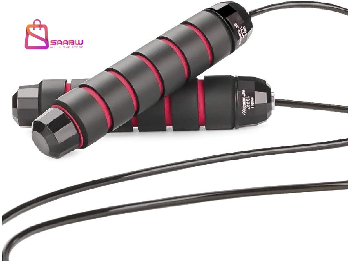 Springtouw Rood Fitness Verstelbaar Crossfit met Lagers Stalen Kabel – 275cm – springtouw kinderen – springtouw volwassenen – 39183