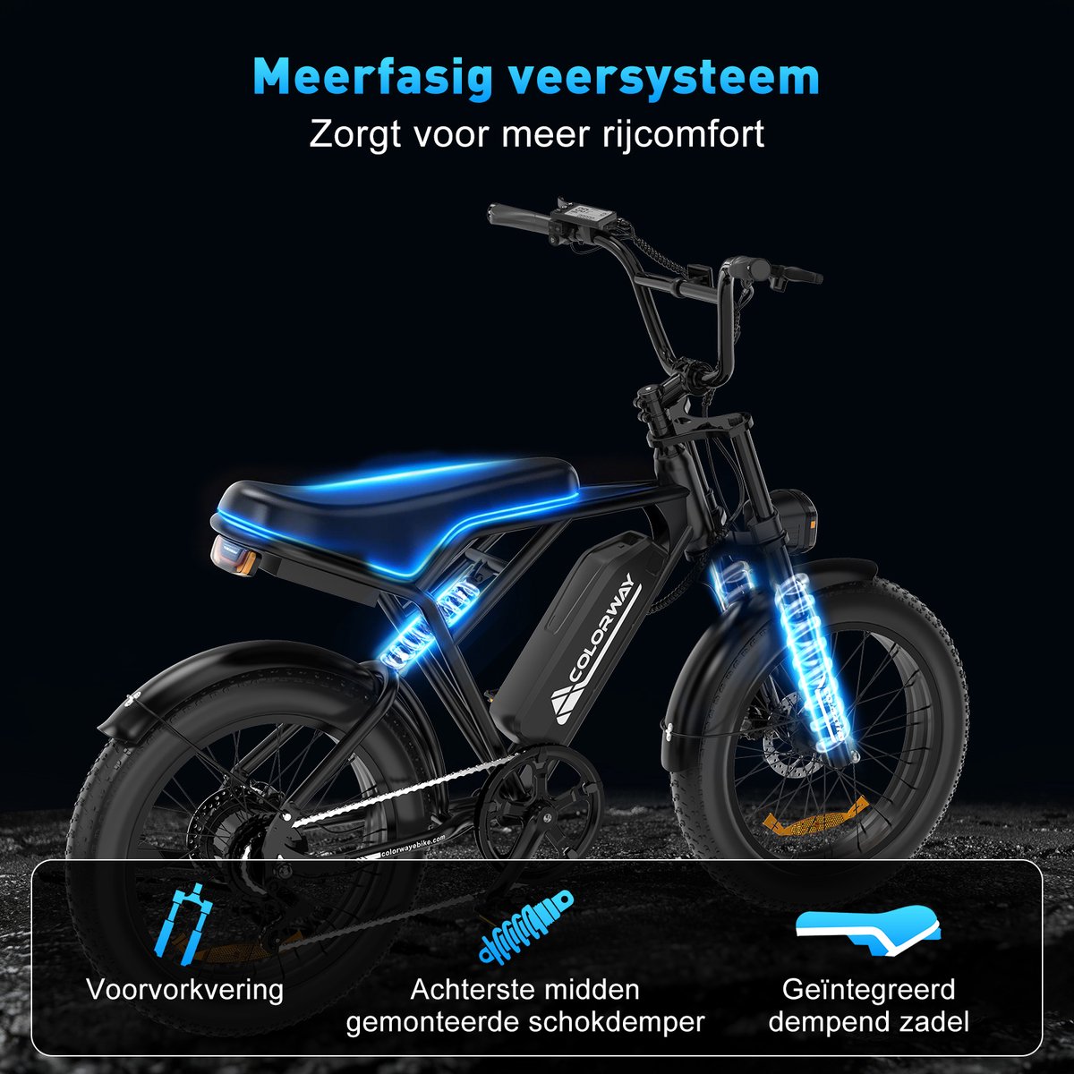 Colorway Elektrische Fiets BK29G - 20*4.0 Inch Fatbike - Mountain Snow EBike met Afneembare 36V 12Ah Lithium Batterij - City Commuter E-Bike - IP54 Waterdicht – foto 4