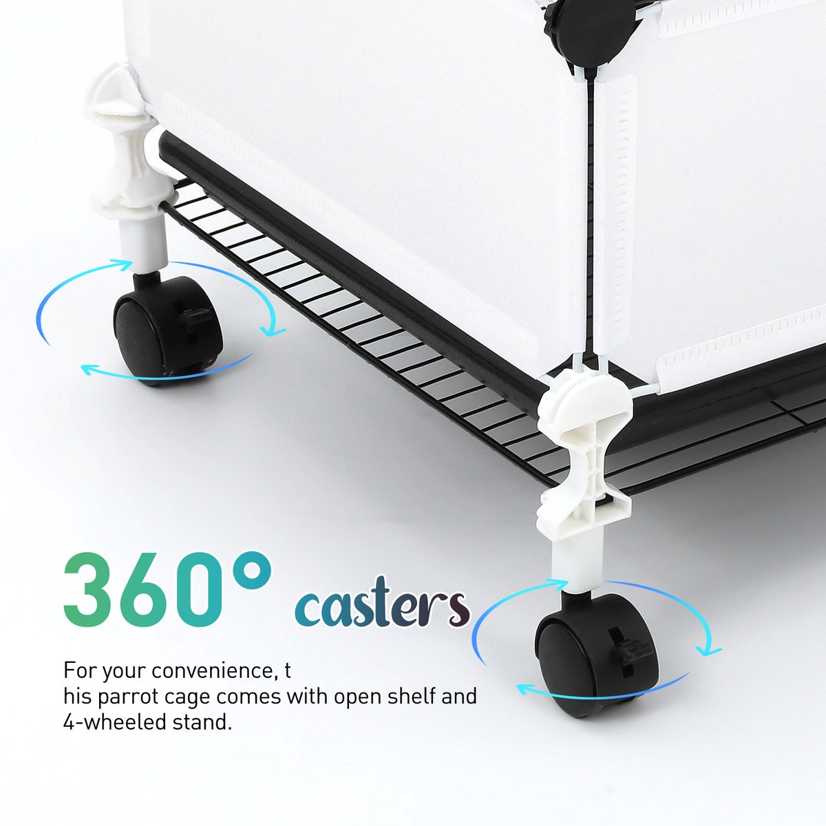Grote Vogelskooi – 54 inch Smeedijzeren Standvogelkooi voor Afrikaanse Grijze Roodstaart, Parkieten, Valkparkieten, Dwergpapegaaien, Tortels & Lovebirds – Inclusief Speeltjes & Nestkastje – Zwart thumbnail 5