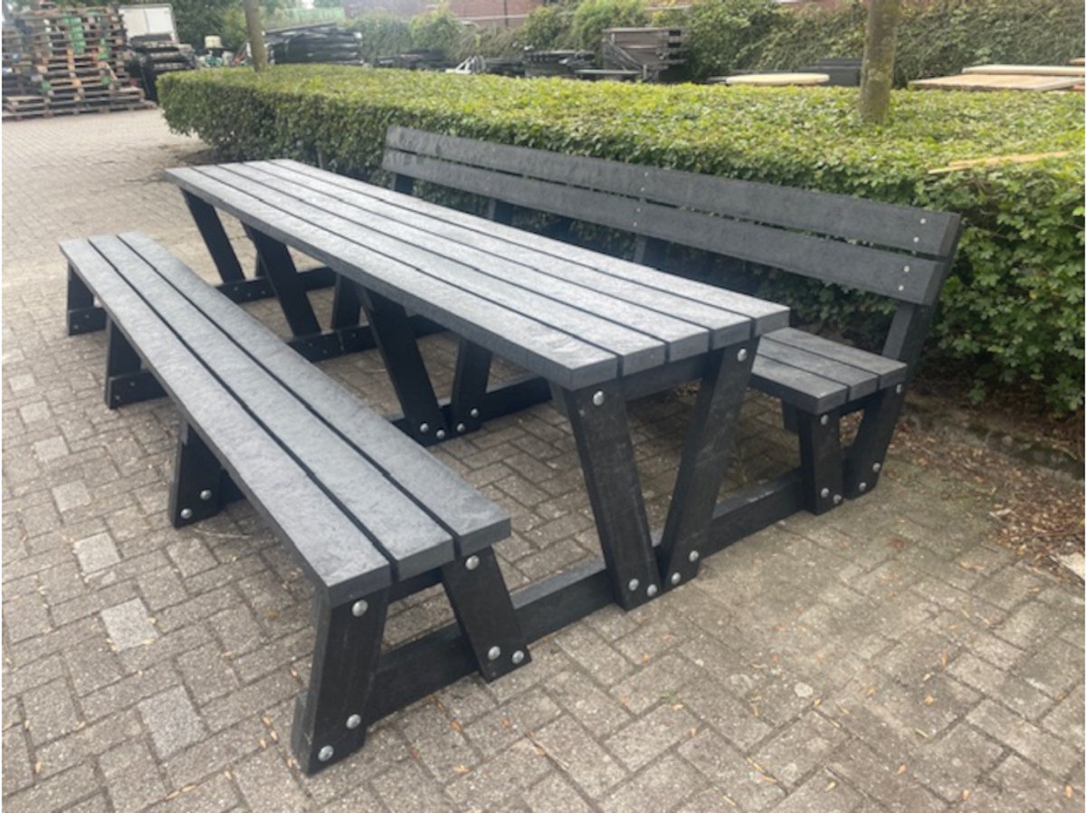 Rockwood® Picknicktafel Eik - Zwaar Kunststof - Ural Black (244kg) 3.60m Naturel