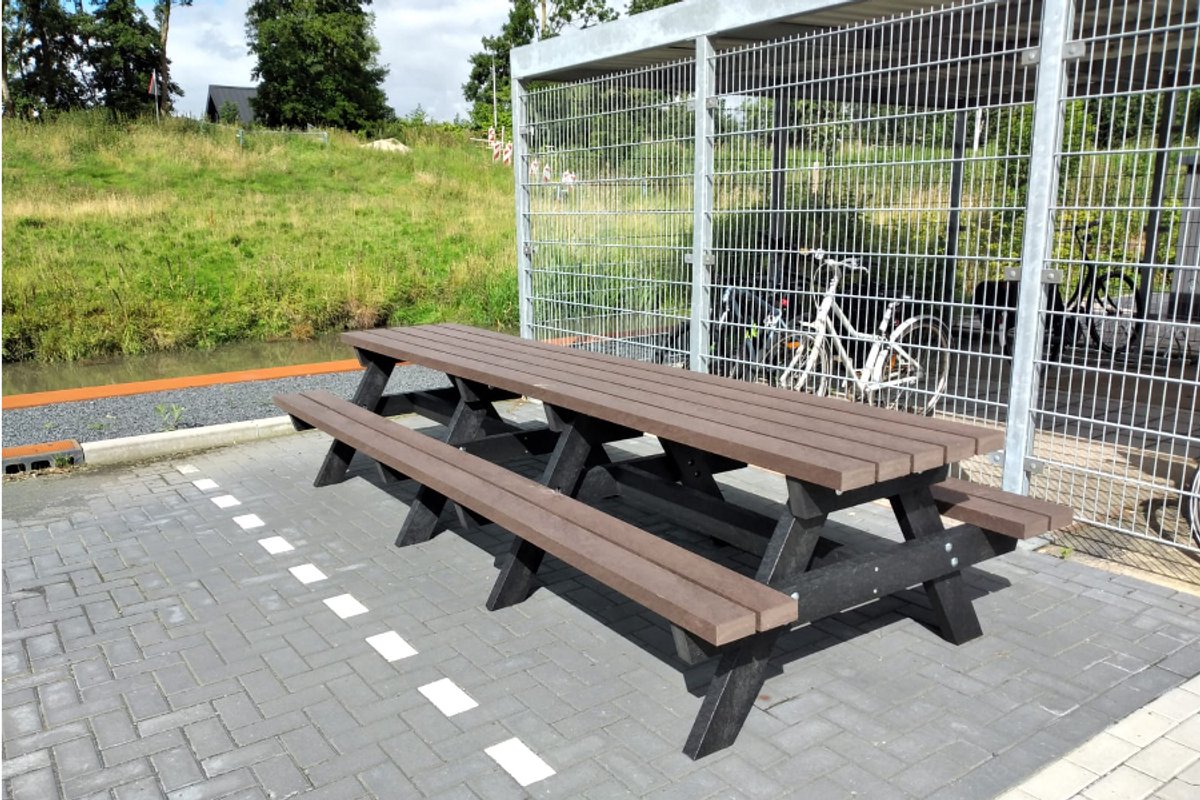 Rockwood® Picknicktafel Vlier - Zwaar Kunststof - Quartz Brown 3.00m Naturel