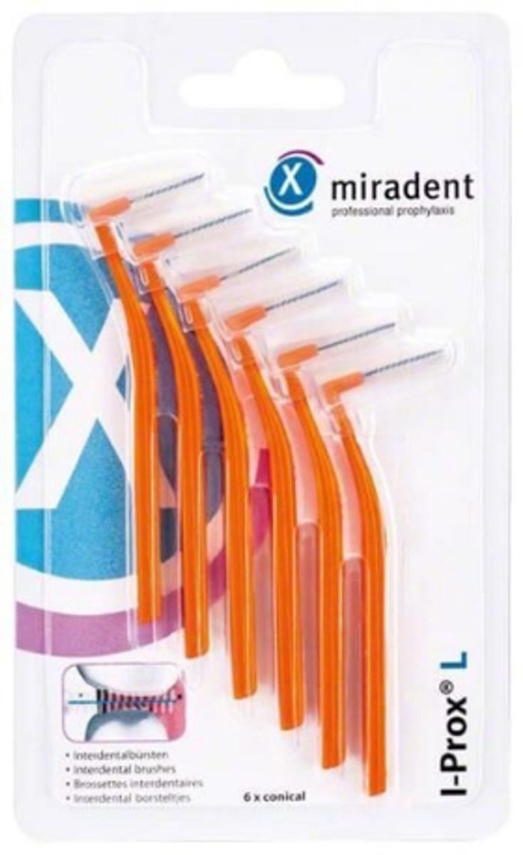 Miradent Interdentale Ragers I-Prox L 0,8 mm Conical Oranje - 6 stuks