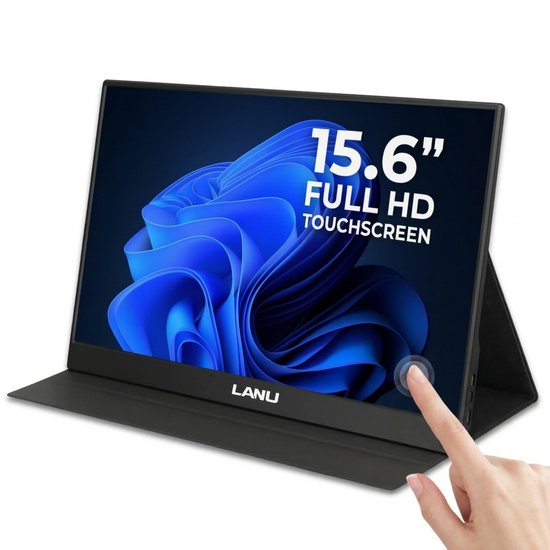 Portable Monitor Flex 15.6" Touchscreen - Full HD Draagbare monitor - Draagbaar scherm met USB-C & HDMI - Plug & Play - Incl. Beschermhoes