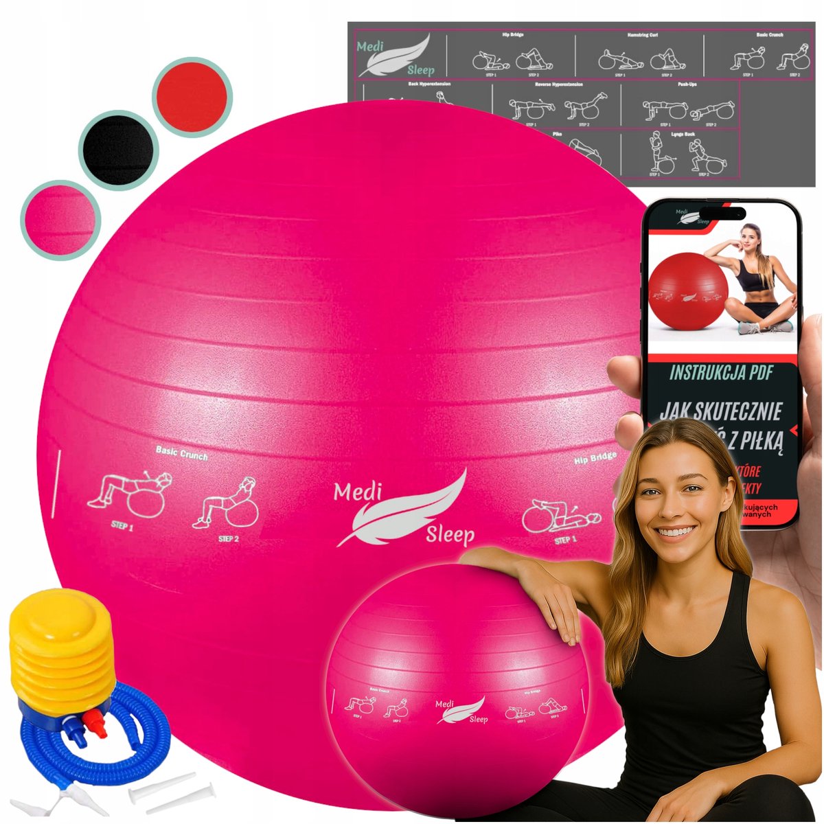 Medi Sleep - Gymnastiekbal - 65cm - Inclusief Pomp - Anti-Burst Systeem