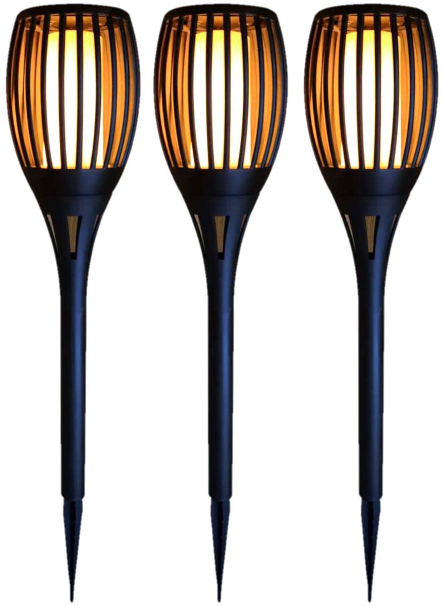 Set van 4x stuks gebro solar tuinlamp / fakkel - met vlameffect - zonne-energie - 58 cm