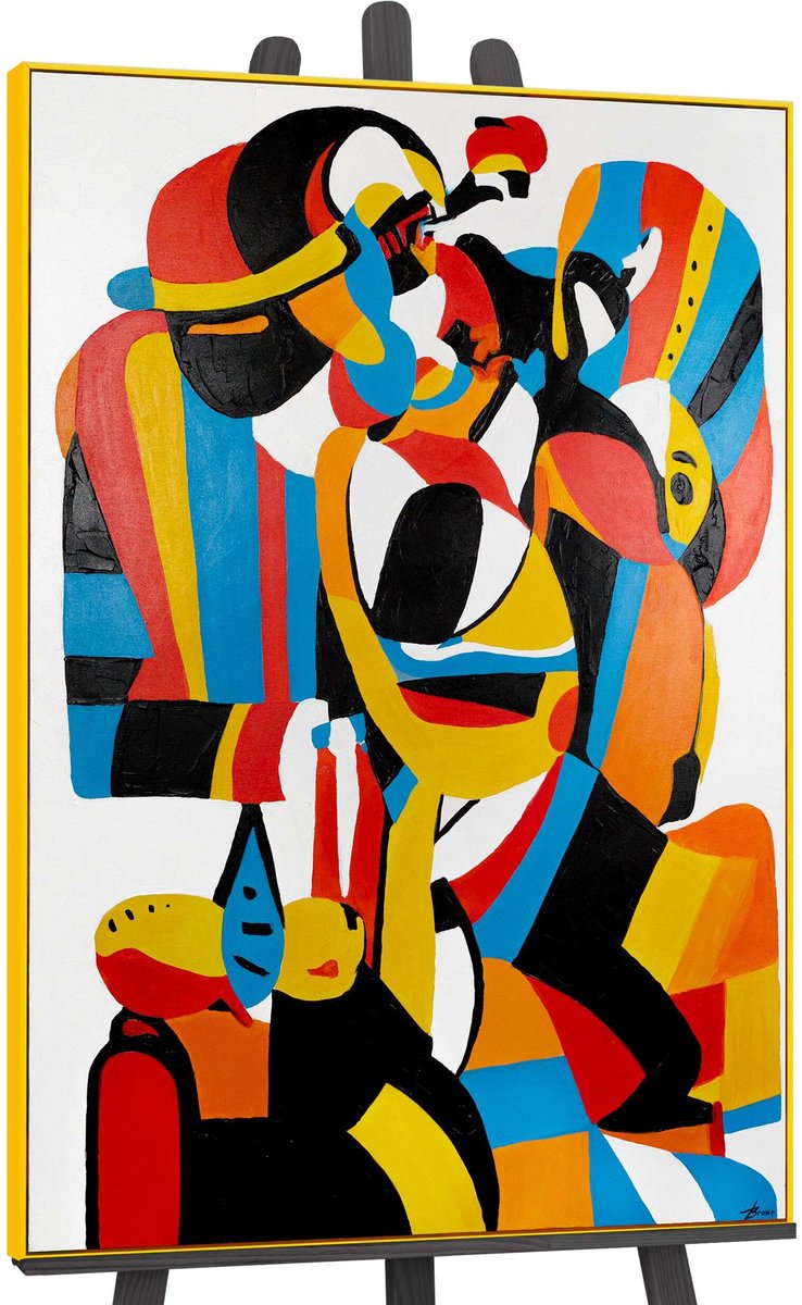 YS Canvas schilderij groot handgeschilderd expressieve vorm abstract krachtig – YS-Art Gallery – Expressieve wanddecoratie voor woonkamer – Modern schilderij voor hal en kantoor Yellow
