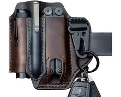 Leren Survival Kit - Outdoor Riem Tas - Noodpakket - Multi-Tool Leren schede Opbergtas - opbergzak voor zaklampen, pennenhouders en sleutelhangers - Stijl 1