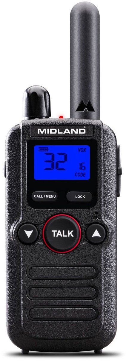 Midland BR180 C1625 PMR446 portofoon voor de retail -compact - compleet - lader - oortje