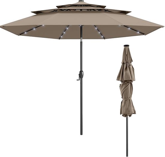 KOMFOTTEU Parasol 300cm met 32 LED-lampen